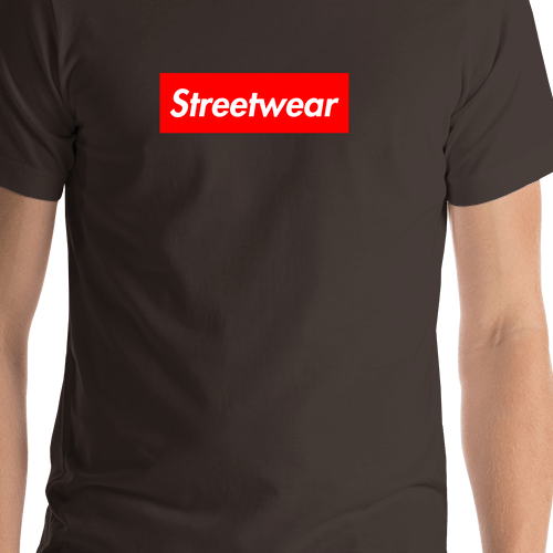 Personalized Streetwear T-Shirt - Brown - Your Custom Text - Shirt Close-Up View
