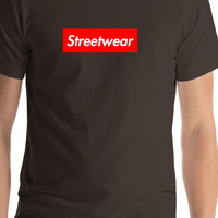 Thumbnail for Personalized Streetwear T-Shirt - Brown - Your Custom Text - Shirt Close-Up View