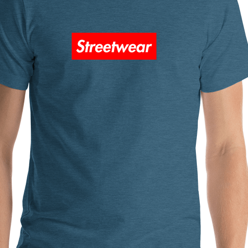 Personalized Streetwear T-Shirt - Heather Deep Teal - Your Custom Text - Shirt Close-Up View