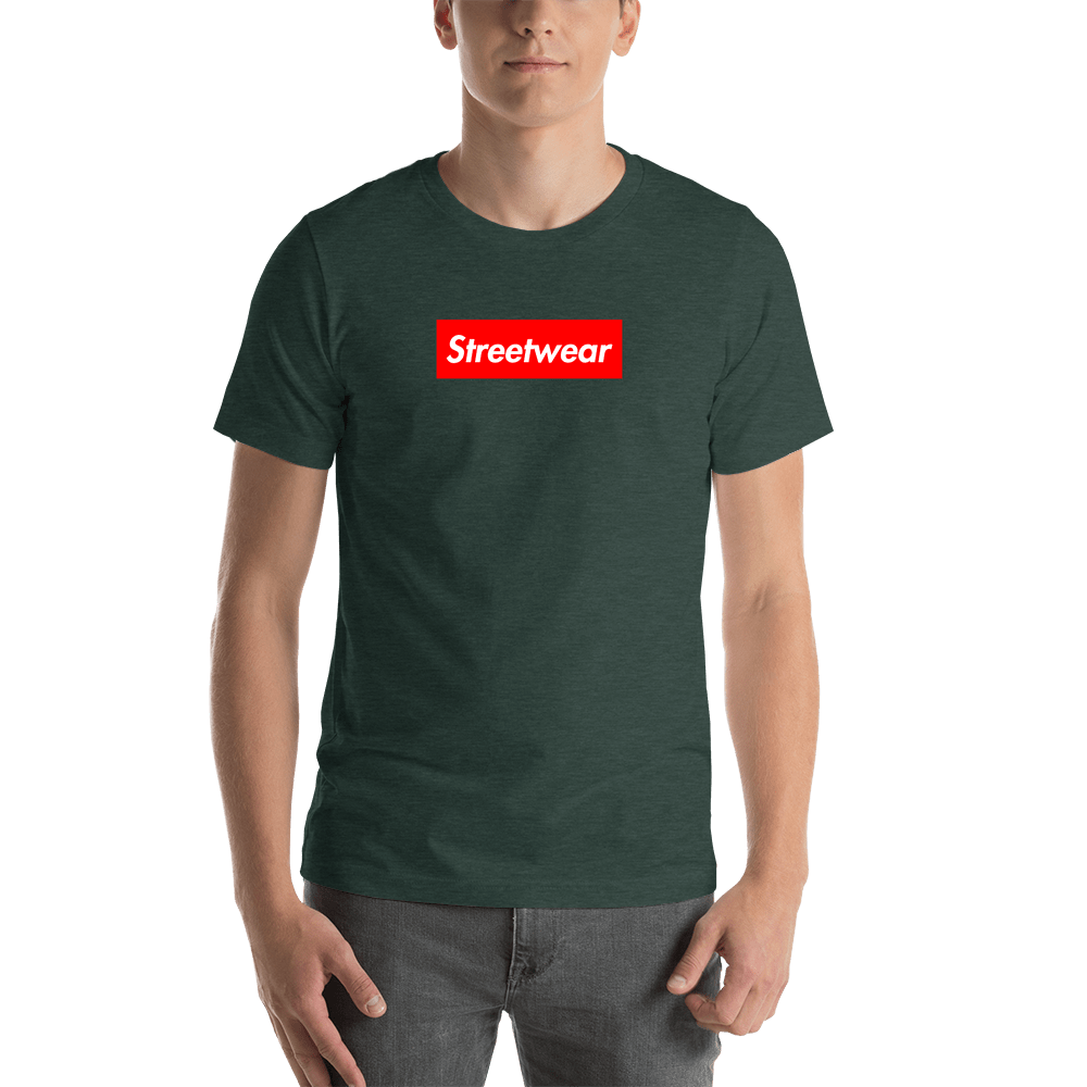Personalized Streetwear T-Shirt - Heather Forest - Your Custom Text - Shirt View