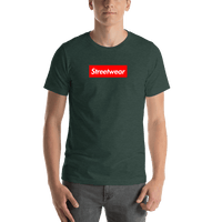 Thumbnail for Personalized Streetwear T-Shirt - Heather Forest - Your Custom Text - Shirt View