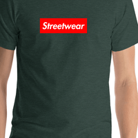Thumbnail for Personalized Streetwear T-Shirt - Heather Forest - Your Custom Text - Shirt Close-Up View