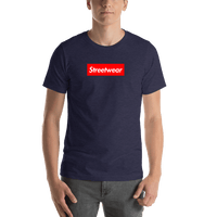 Thumbnail for Personalized Streetwear T-Shirt - Heather Midnight Navy - Your Custom Text - Shirt View