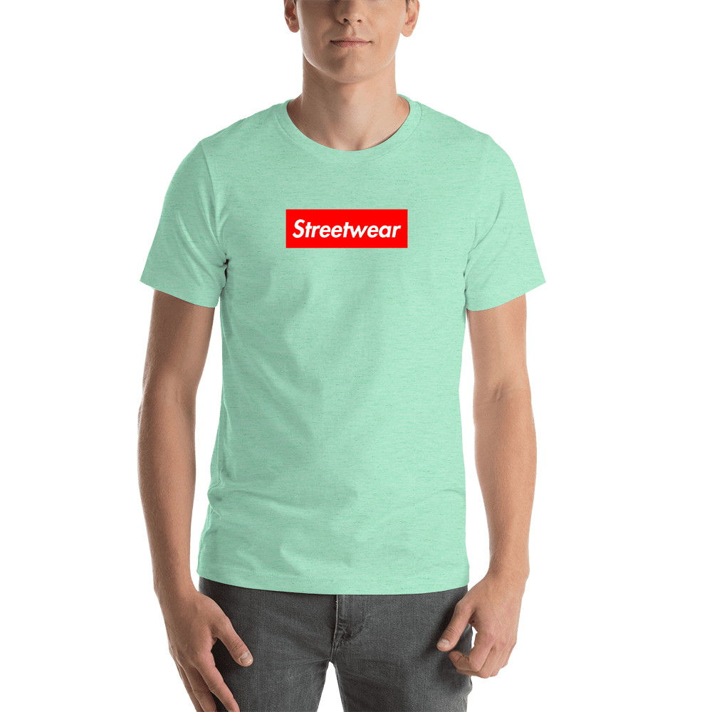 Personalized Streetwear T-Shirt - Heather Mint - Your Custom Text - Shirt View