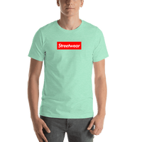 Thumbnail for Personalized Streetwear T-Shirt - Heather Mint - Your Custom Text - Shirt View