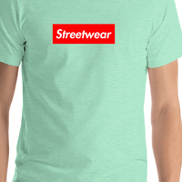 Thumbnail for Personalized Streetwear T-Shirt - Heather Mint - Your Custom Text - Shirt Close-Up View