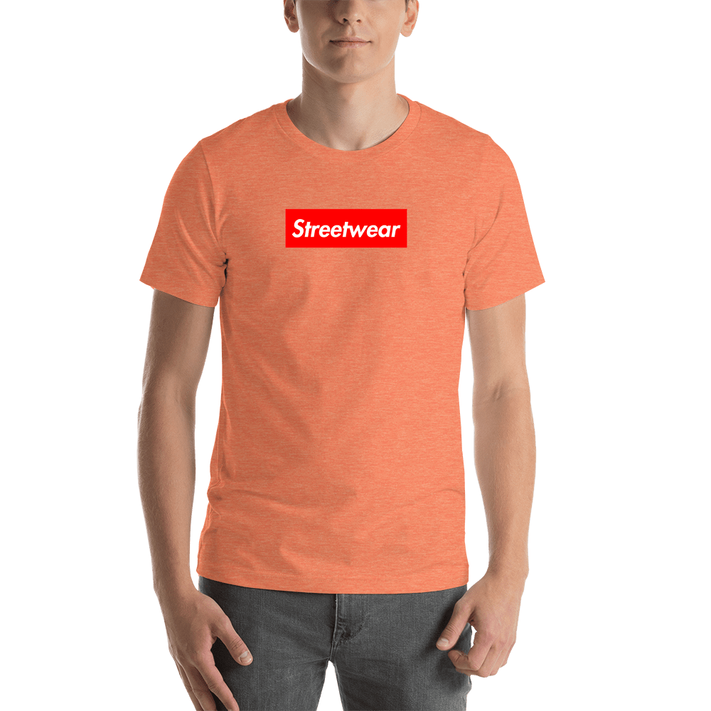 Personalized Streetwear T-Shirt - Heather Orange - Your Custom Text - Shirt View