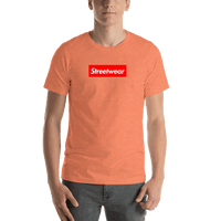 Thumbnail for Personalized Streetwear T-Shirt - Heather Orange - Your Custom Text - Shirt View