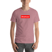 Thumbnail for Personalized Streetwear T-Shirt - Heather Orchid - Your Custom Text - Shirt View