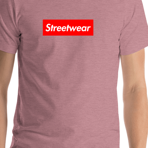 Personalized Streetwear T-Shirt - Heather Orchid - Your Custom Text - Shirt Close-Up View