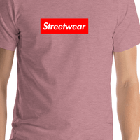 Thumbnail for Personalized Streetwear T-Shirt - Heather Orchid - Your Custom Text - Shirt Close-Up View