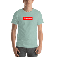 Thumbnail for Personalized Streetwear T-Shirt - Heather Prism Dusty Blue - Your Custom Text - Shirt View