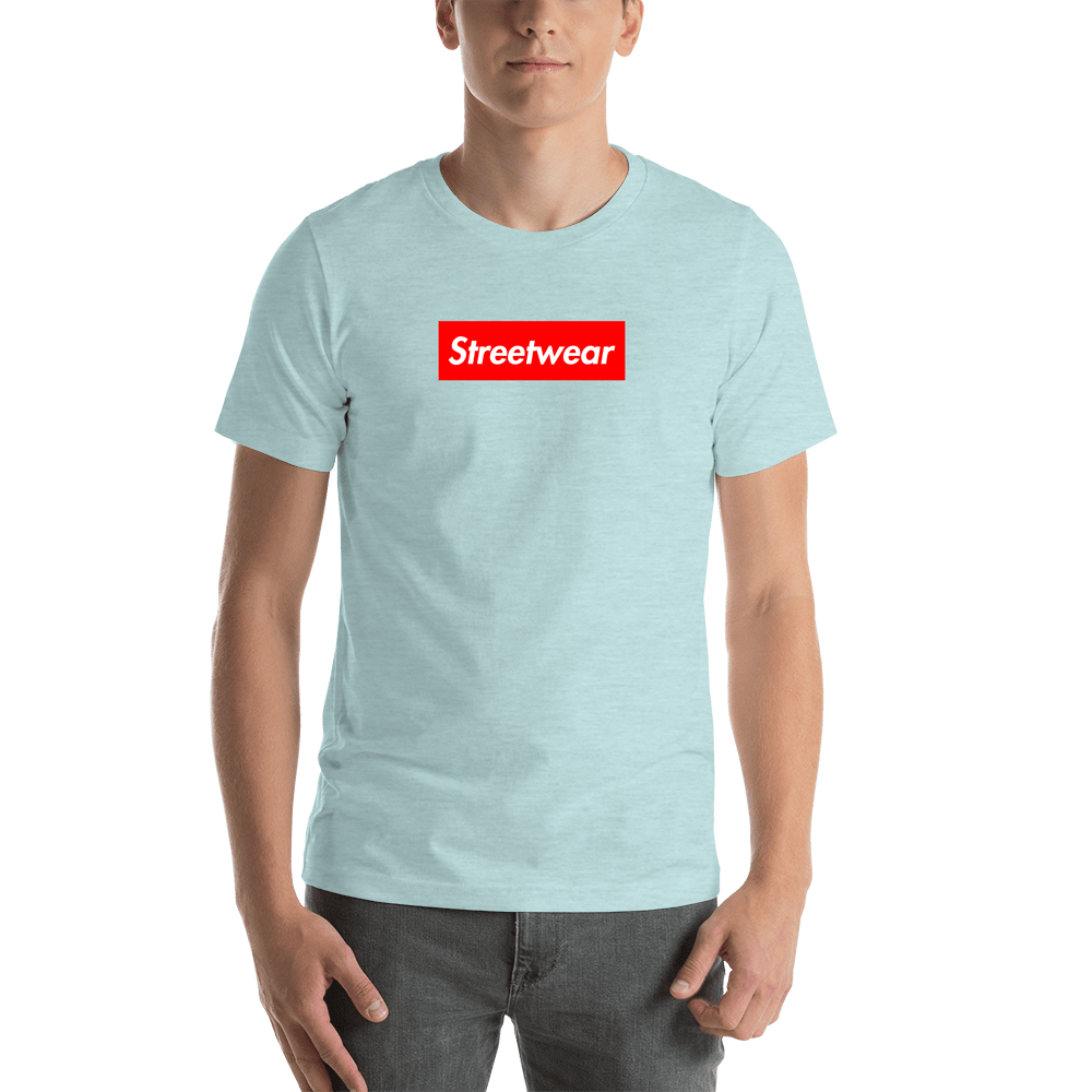 Personalized Streetwear T-Shirt - Heather Prism Ice Blue - Your Custom Text - Shirt View