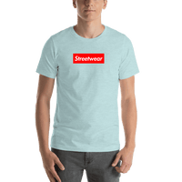 Thumbnail for Personalized Streetwear T-Shirt - Heather Prism Ice Blue - Your Custom Text - Shirt View