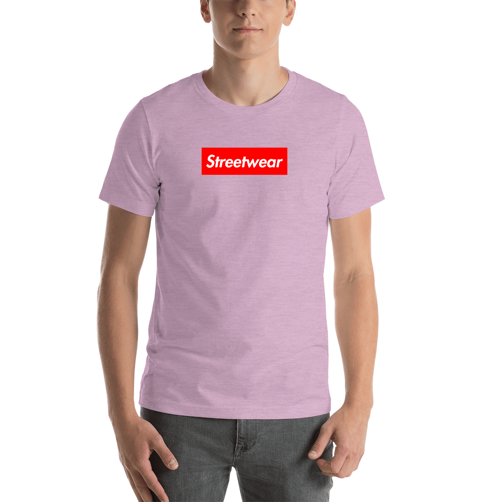 Personalized Streetwear T-Shirt - Heather Prism Lilac - Your Custom Text - Shirt View