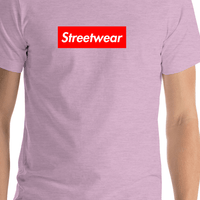 Thumbnail for Personalized Streetwear T-Shirt - Heather Prism Lilac - Your Custom Text - Shirt Close-Up View