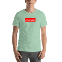 Thumbnail for Personalized Streetwear T-Shirt - Heather Prism Mint - Your Custom Text - Shirt View