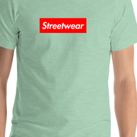 Thumbnail for Personalized Streetwear T-Shirt - Heather Prism Mint - Your Custom Text - Shirt Close-Up View