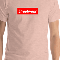 Thumbnail for Personalized Streetwear T-Shirt - Heather Prism Peach - Your Custom Text - Shirt Close-Up View