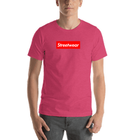Thumbnail for Personalized Streetwear T-Shirt - Heather Raspberry - Your Custom Text - Shirt View