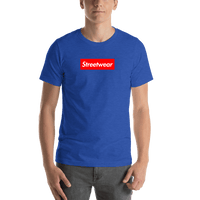 Thumbnail for Personalized Streetwear T-Shirt - Heather True Royal - Your Custom Text - Shirt View