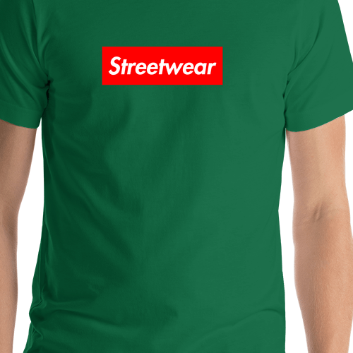 Personalized Streetwear T-Shirt - Kelly Green - Your Custom Text - Shirt Close-Up View