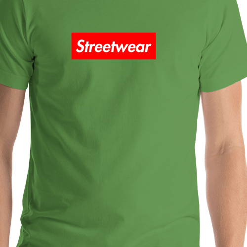 Personalized Streetwear T-Shirt - Leaf Green - Your Custom Text - Shirt Close-Up View