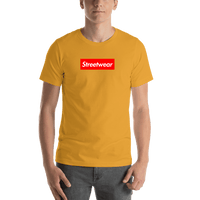 Thumbnail for Personalized Streetwear T-Shirt - Mustard - Your Custom Text - Shirt View