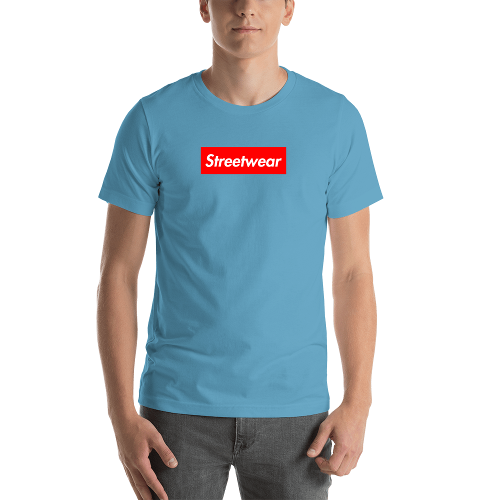 Personalized Streetwear T-Shirt - Ocean Blue - Your Custom Text - Shirt View
