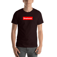 Thumbnail for Personalized Streetwear T-Shirt - Oxblood Black - Your Custom Text - Shirt View