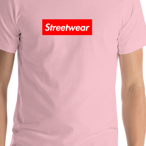 Personalized Streetwear T-Shirt - Pink - Your Custom Text - Shirt Close-Up View