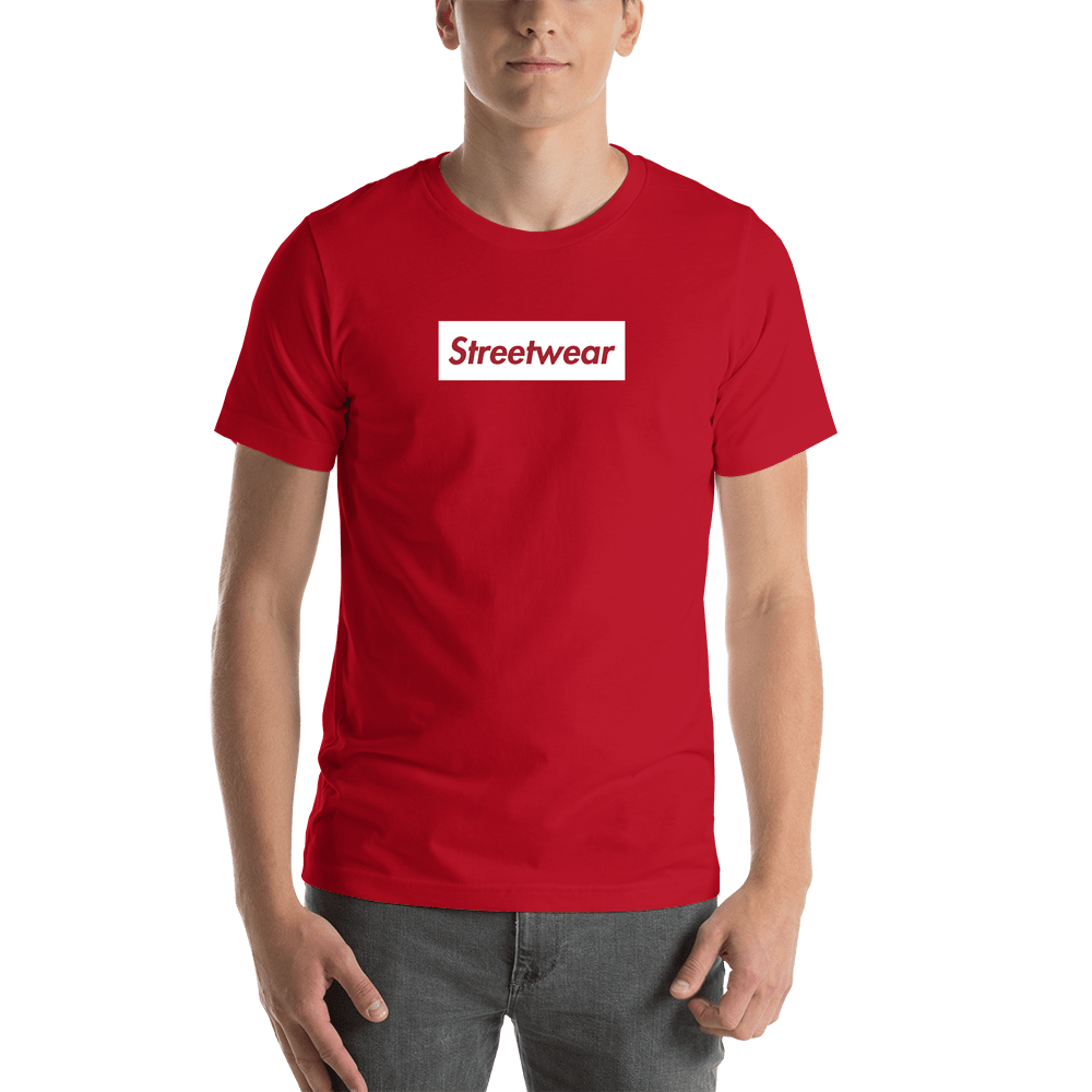 Personalized Streetwear T-Shirt - Red - Your Custom Text - Shirt View