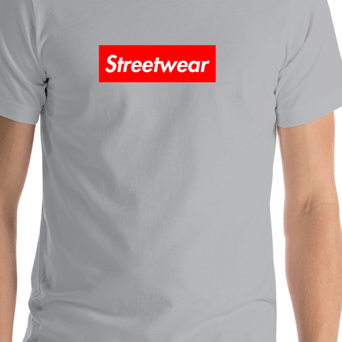 Personalized Streetwear T-Shirt - Silver - Your Custom Text - Shirt Close-Up View