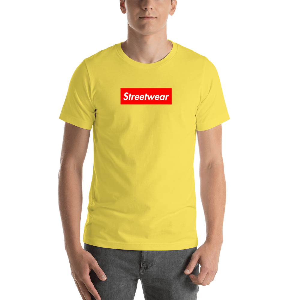 Personalized Streetwear T-Shirt - Yellow - Your Custom Text - Shirt View