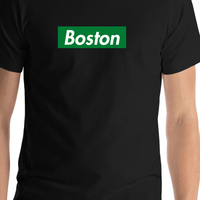 Thumbnail for Personalized Streetwear T-Shirt - Black - Boston - Shirt Close-Up View