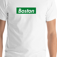 Thumbnail for Personalized Streetwear T-Shirt - White - Boston - Shirt Close-Up View
