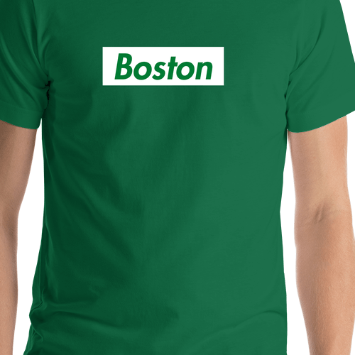 Personalized Streetwear T-Shirt - Green - Boston - Shirt Close-Up View