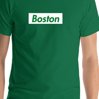 Thumbnail for Personalized Streetwear T-Shirt - Green - Boston - Shirt Close-Up View