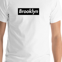 Thumbnail for Personalized Streetwear T-Shirt - White - Brooklyn - Shirt Close-Up View