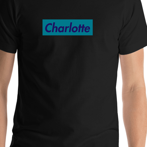 Personalized Streetwear T-Shirt - Black - Charlotte - Shirt Close-Up View