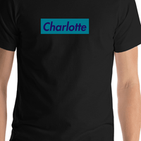 Thumbnail for Personalized Streetwear T-Shirt - Black - Charlotte - Shirt Close-Up View