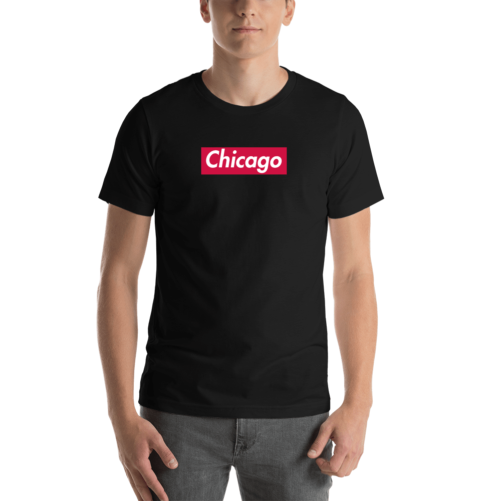 Personalized Streetwear T-Shirt - Black - Chicago - Shirt View
