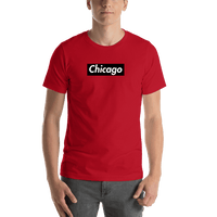 Thumbnail for Personalized Streetwear T-Shirt - Red - Chicago - Shirt View