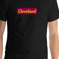 Thumbnail for Personalized Streetwear T-Shirt - Black - Cleveland - Shirt Close-Up View