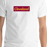 Thumbnail for Personalized Streetwear T-Shirt - White - Cleveland - Shirt Close-Up View