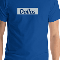 Thumbnail for Personalized Streetwear T-Shirt - Blue - Dallas - Shirt Close-Up View