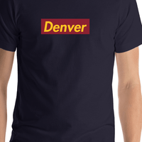 Thumbnail for Personalized Streetwear T-Shirt - Navy Blue - Denver - Shirt Close-Up View