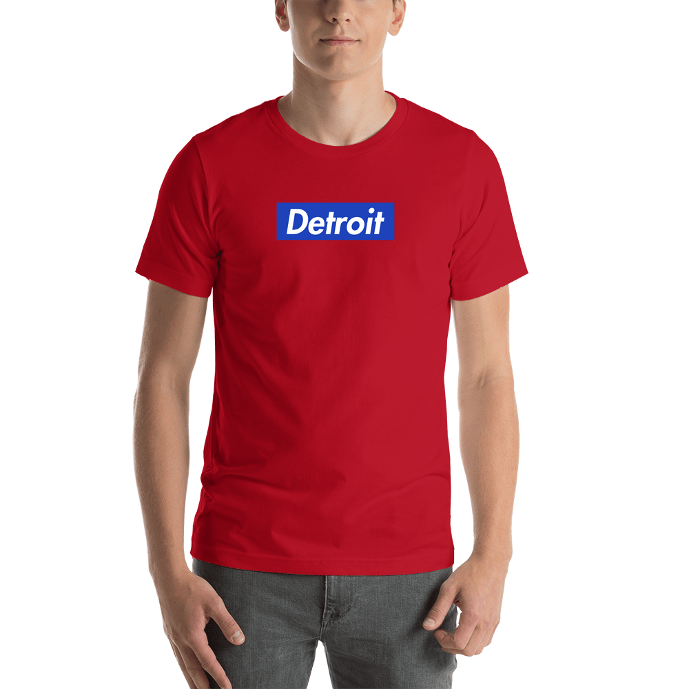 Personalized Streetwear T-Shirt - Red - Detroit - Shirt View