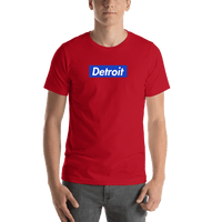 Thumbnail for Personalized Streetwear T-Shirt - Red - Detroit - Shirt View