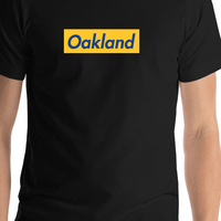 Thumbnail for Personalized Streetwear T-Shirt - Black - Oakland - Shirt Close-Up View